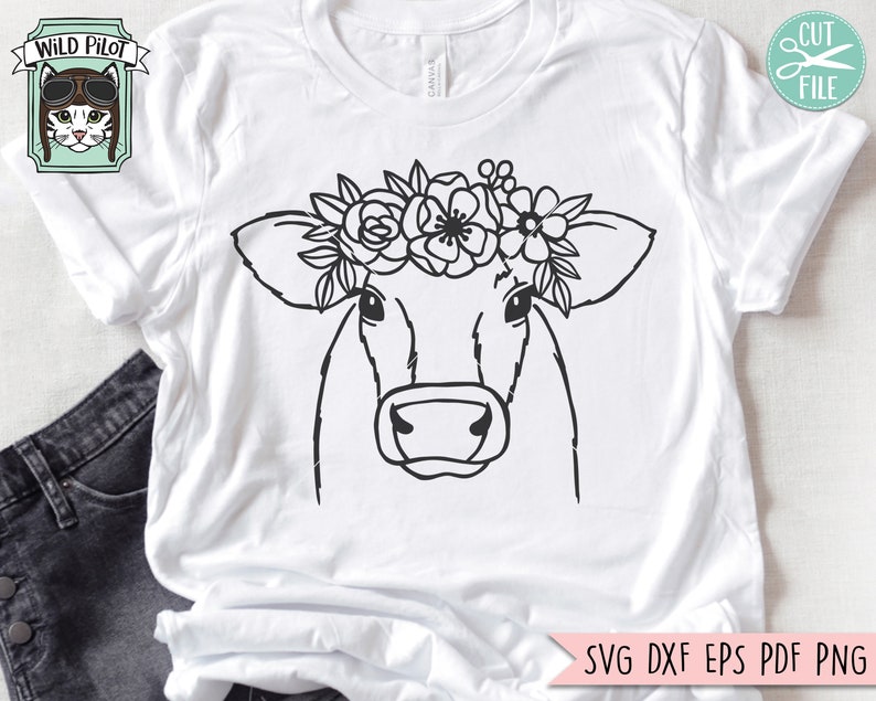 Download Cow SVG file Cow with Flower Crown SVG Cow cut file Animal ...