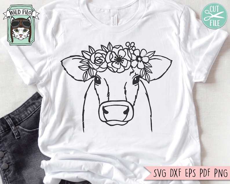 Download Cow SVG file Cow with Flower Crown SVG Cow cut file Animal ...