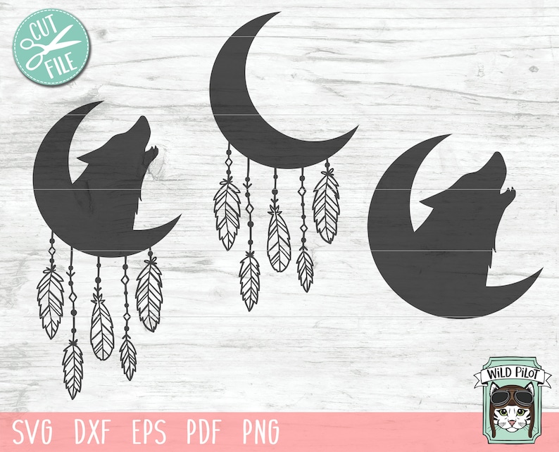 Download Moon Wolf Dreamcatcher svg file Wolf Moon svg Dreamcatcher ...