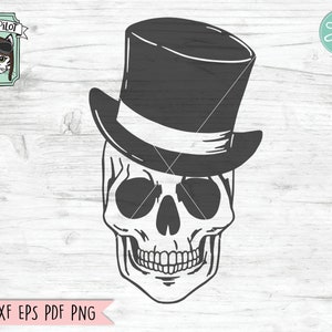 Skull SVG, Halloween SVG, Skull Top Hat SVG, Skull png, Top Hat Skull Clipart, Halloween Clipart, Steampunk svg, gothic svg, witchy svg
