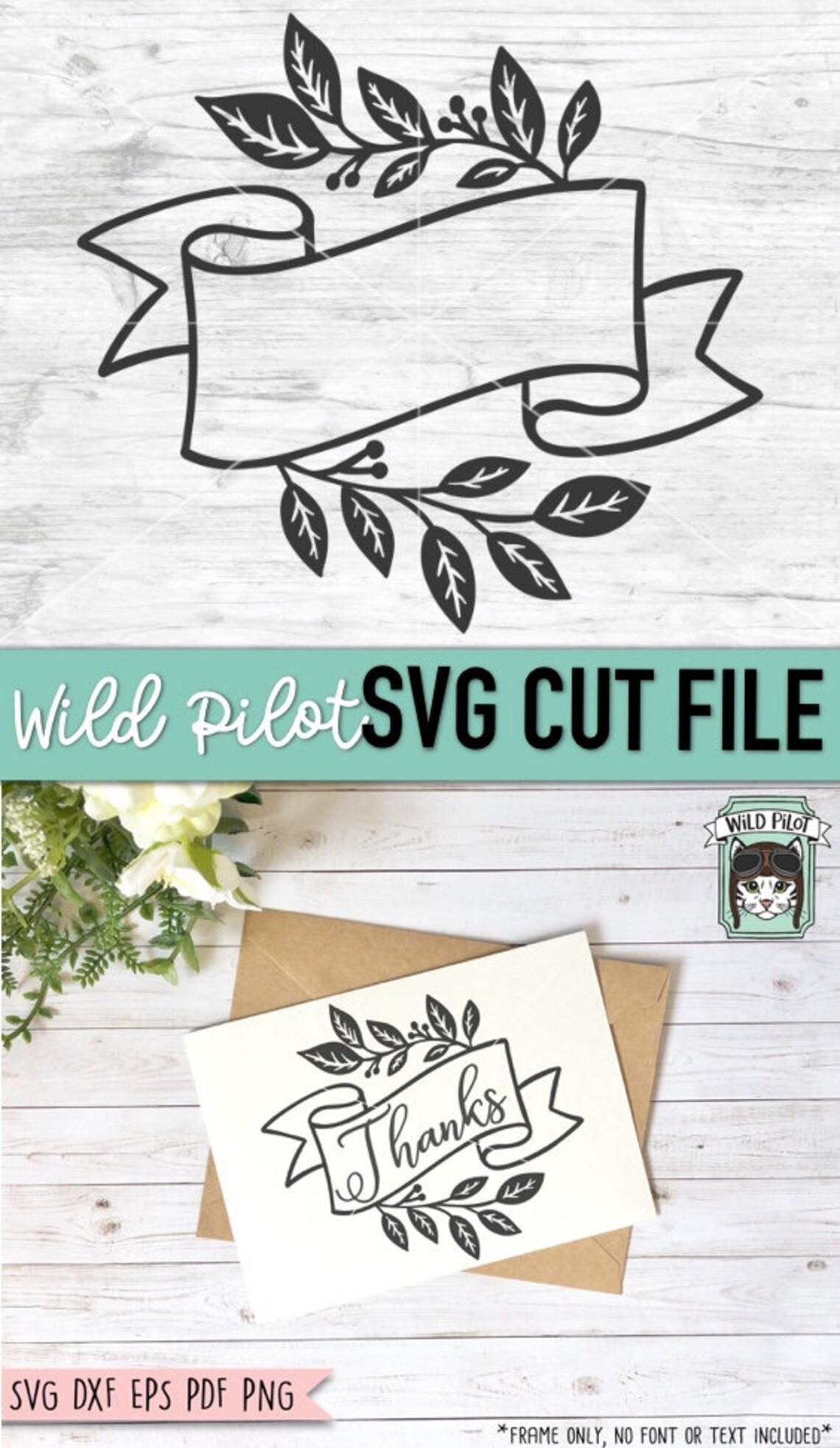 Ribbon Banner SVG File Ribbon Banner Cut File Leaf Ribbon - Etsy