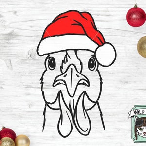 Chicken Santa hat svg file, Chicken with Hat svg, Christmas svg file, Chicken svg, Christmas cut file, Christmas Animals svg, Animal Santa