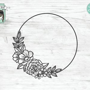 Flower Frame SVG, Wreath SVG file, Flower Wreath svg, round frame svg, Flower Monogram frame, Wreath cut file, floral Wreath svg, vector