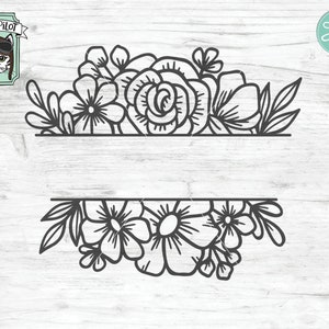 Flower Border SVG, Flower svg, Flower Monogram, Split Monogram, Floral Monogram, Floral Border SVG File, Floral Wedding Monogram Cut file