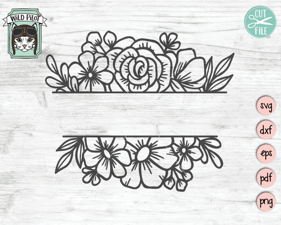 Download Flower Border SVG Flower svg Flower Monogram Split | Etsy
