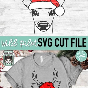 Deer Santa Hat Svg File, Reindeer With Hat Svg, Christmas Svg File ...