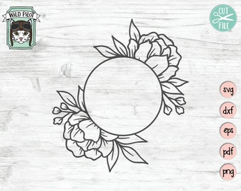 Flower Monogram Frame SVG file, Floral Monogram Frame, Round Monogram Frame, Flower Wreath svg, Floral frame svg file, Monogram wreath svg