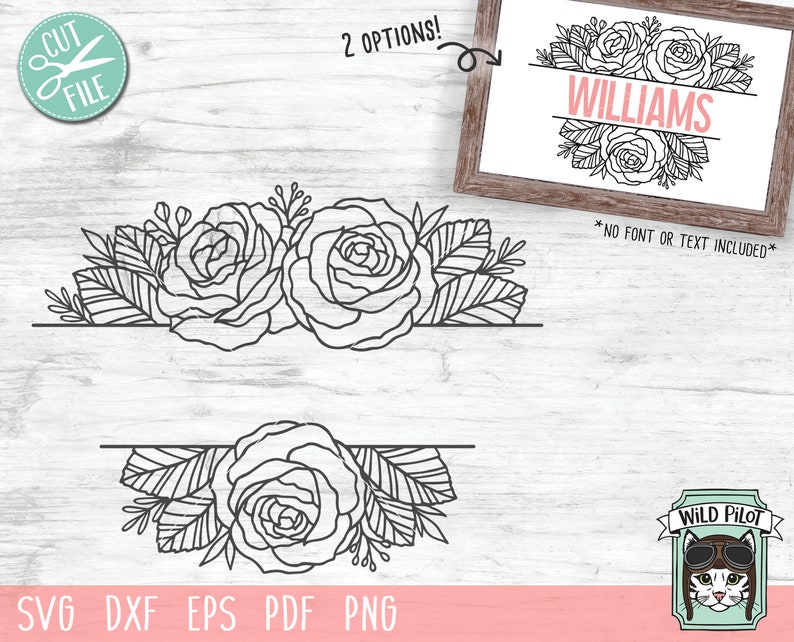 Download Flower Border SVG Flower Monogram Rose Border svg Split | Etsy