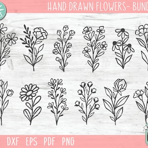 Flower Bundle SVG, Flower Doodles SVG Files, Floral Bundle Svg, Flower ...