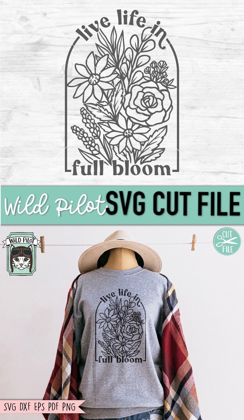 Viva a vida em plena floração SVG, arquivo PNG de citações inspiradoras, citações motivacionais, afirmações positivas, saúde mental SVG, buquê de flores imagem 4