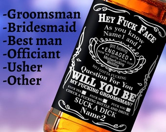 Custom Whiskey Labels Personalized Fuck face label bottle whiskey gifts Whiskey fuck face Groomsman label