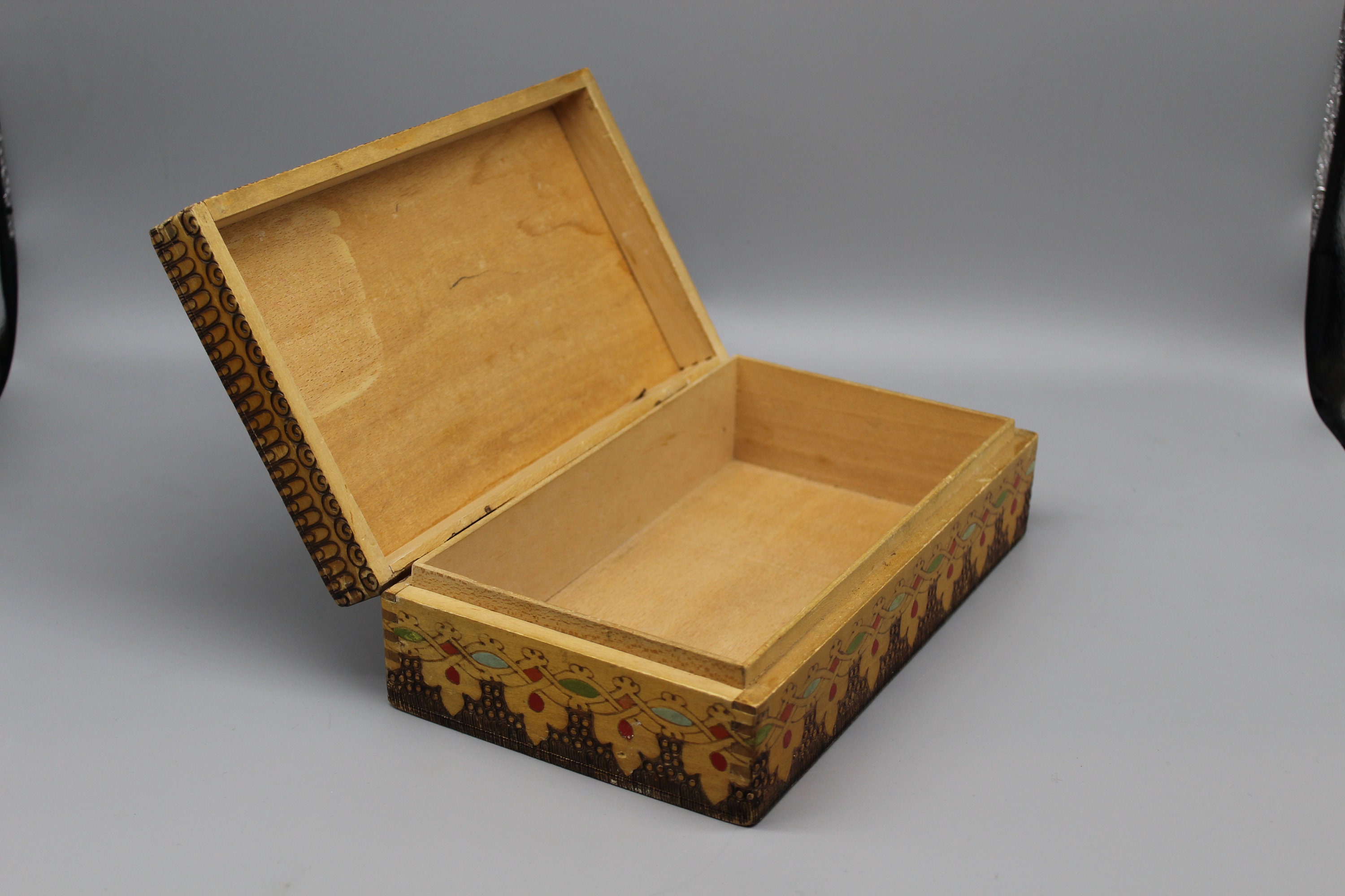 Hand Painted Box Wooden Box Vintage Keepsake Box Wooden Etsy