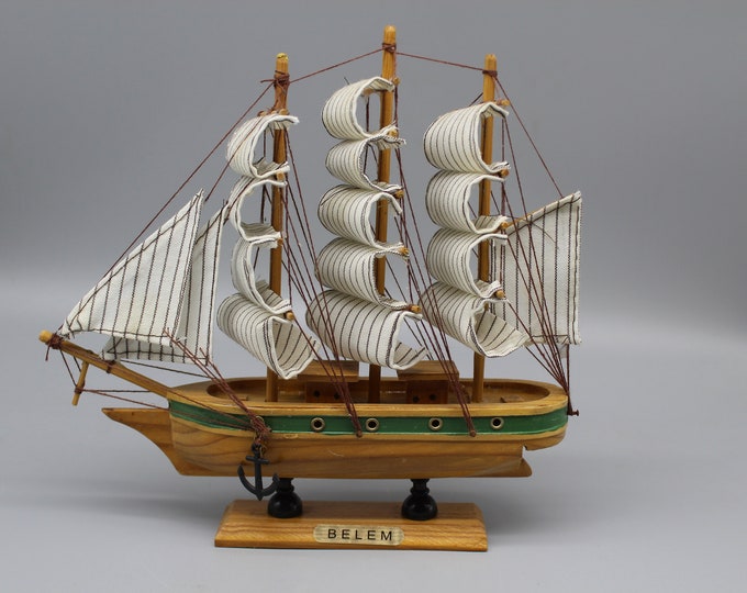 Retro Wooden Model Ship, Handcrafted Wooden Ship Model, Wooden Sailing ...