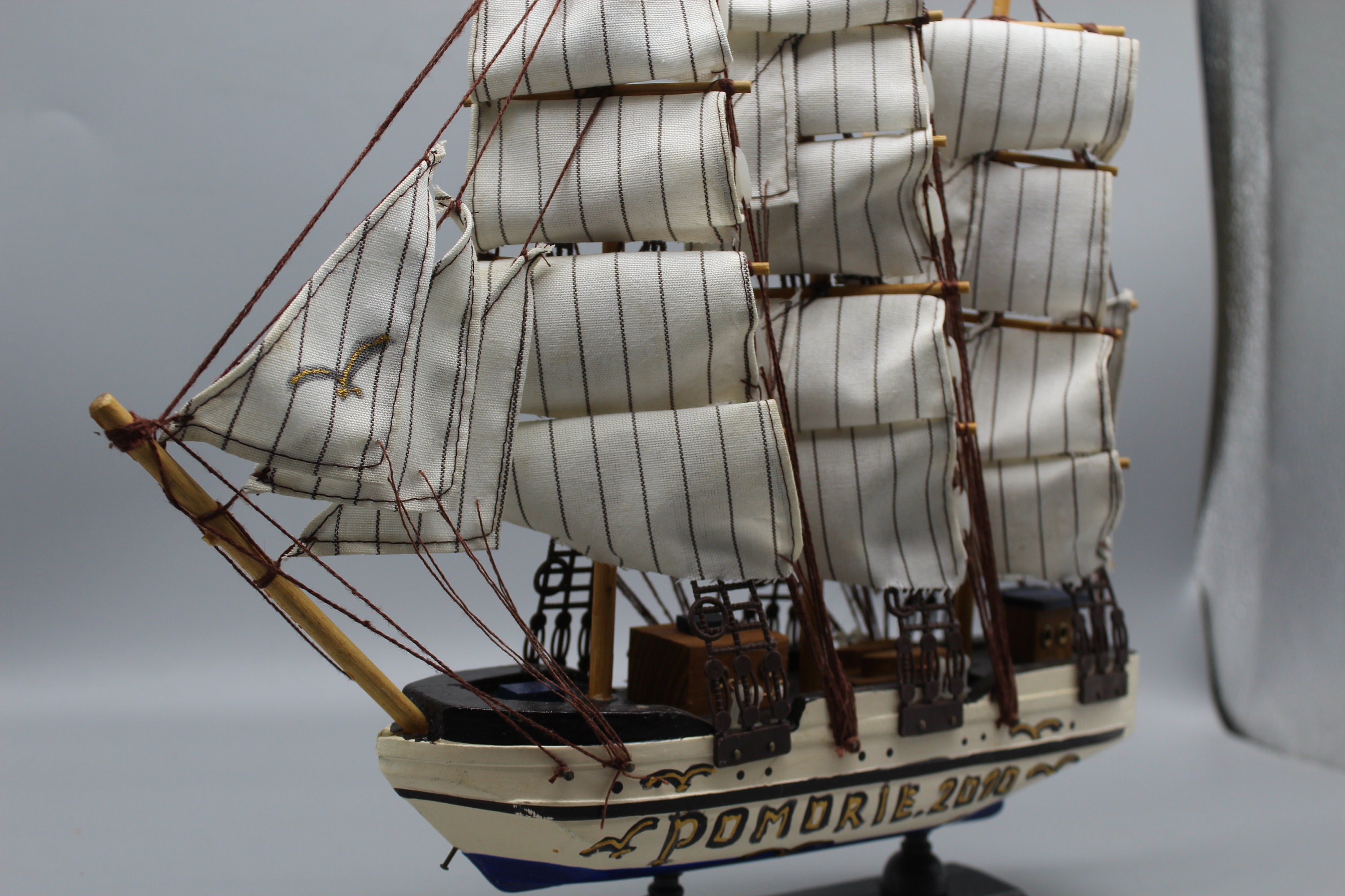 Retro Wooden Model Ship, Handcrafted Wooden Ship Model, Wooden Sailing ...