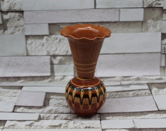 Vintage Ceramic Vase. Painted Ceramic Vase. Bulgarian Ceramics. Home Decor.