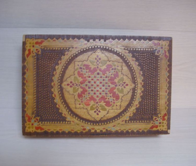 Wooden Box Shaving Box Mens Gift Wooden Box with Lid Wooden Jewelry Box Wooden Box Hand Painted Box Vintage Keepsake Box