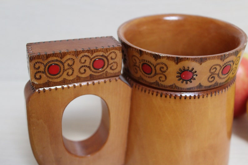 Wooden Decorative Cup. Hand Painted Cup. Vintage Wooden Etsy