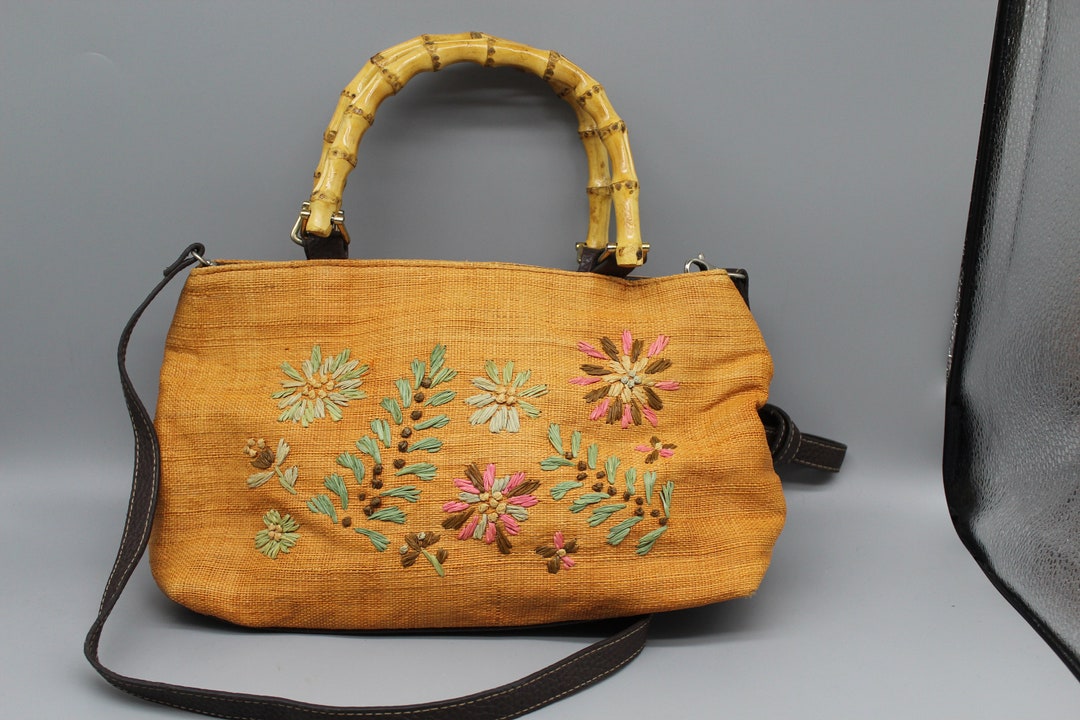 Vintage Women's Bag. Women's Bag From Tetksil. Bag With Embroidery. Bag With Wooden Handles