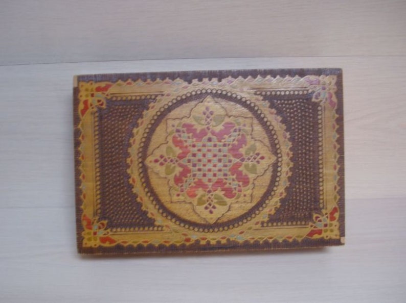 Wooden Box Shaving Box Mens Gift Wooden Box with Lid Wooden Jewelry Box Wooden Box Hand Painted Box Vintage Keepsake Box
