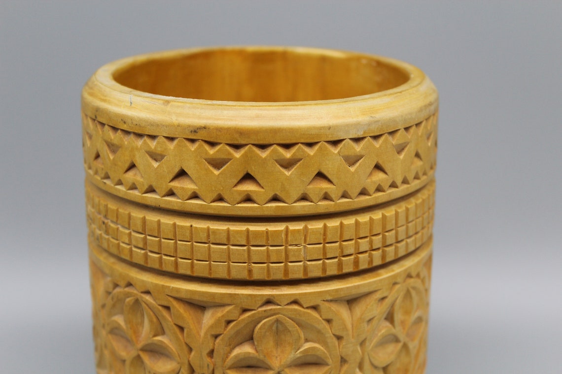 Large Wooden Decorative Cup.carving. Vintage Wooden Cup.handmade Cup