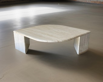 Monumental Italian travertine ‘teardrop’ coffee table