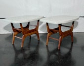 Rare solid terrazzo sculpted side tables