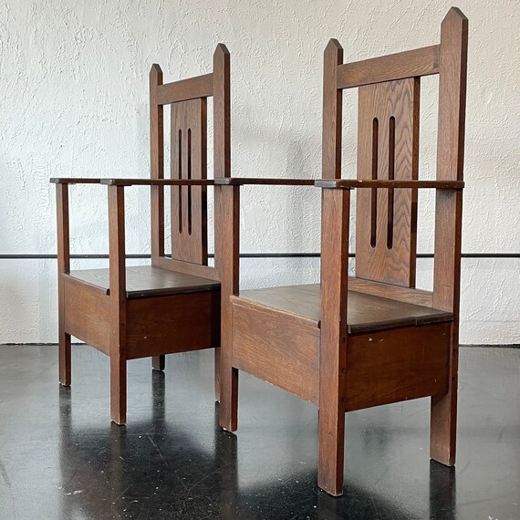Antique mission online oak chairs