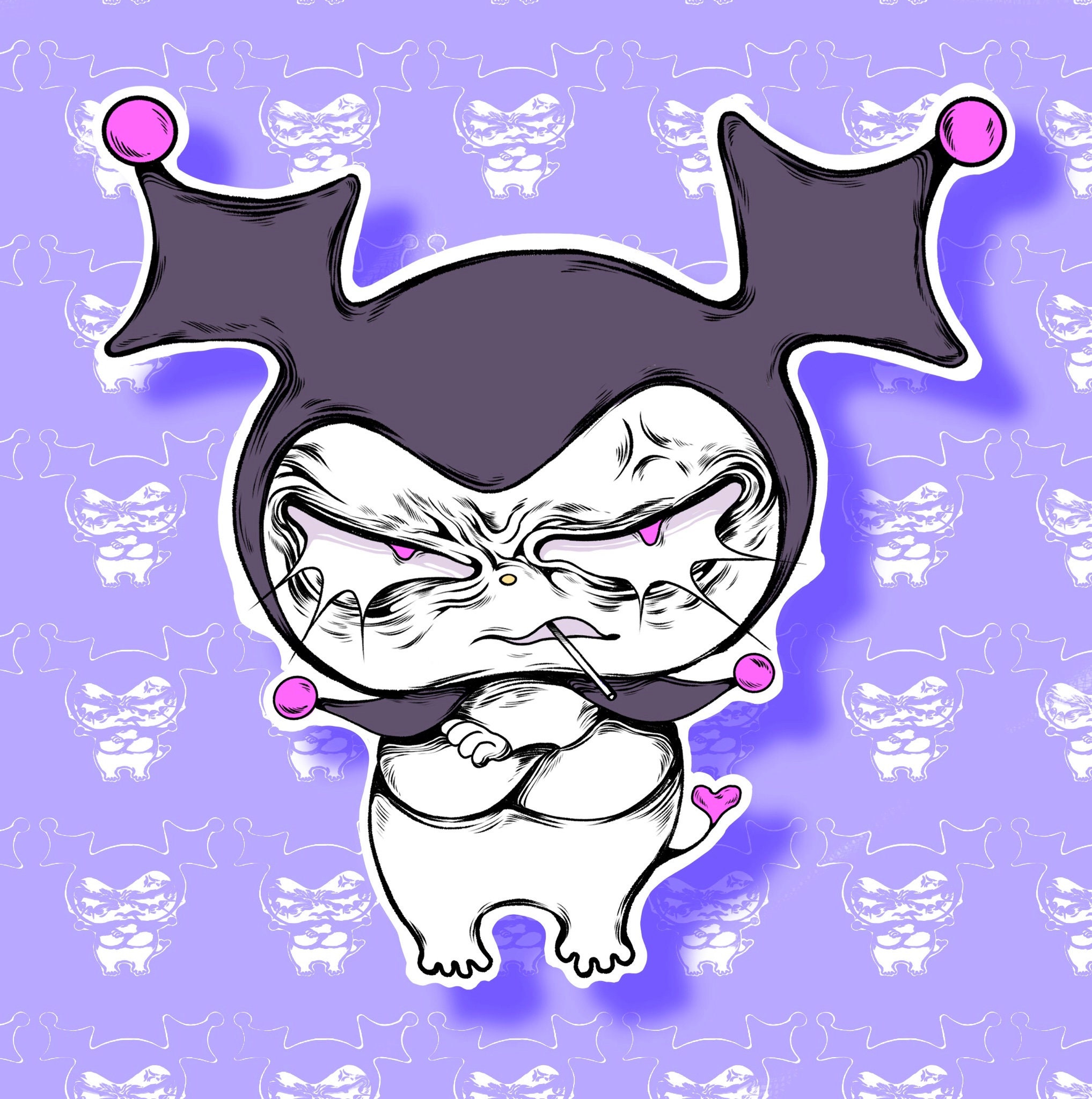 Mean Kuromi Sticker Etsy