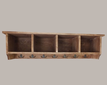h22 Wall mounted coat rack | Hanger with top box compartments | Barn style clothing organizer