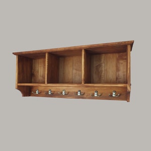 s6 Handcrafted wall mounted compartments unit with hooks | box shelving