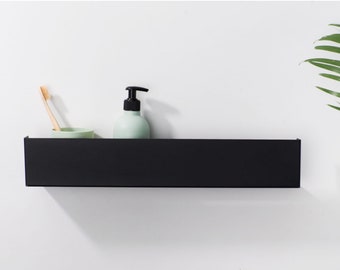 BAIN Bathroom Shelf | Steel Shelf | Modern Bathroom Shelf | Black Simple Shelf | Minimalistic Shelf | Black Simple Bathroom Shelving |