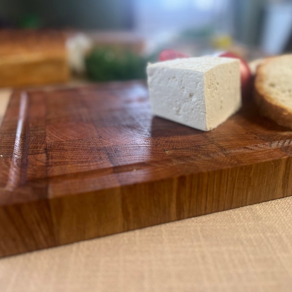 End-grain chopping board | Oak wood chopping board | Oak end-grain cutting board