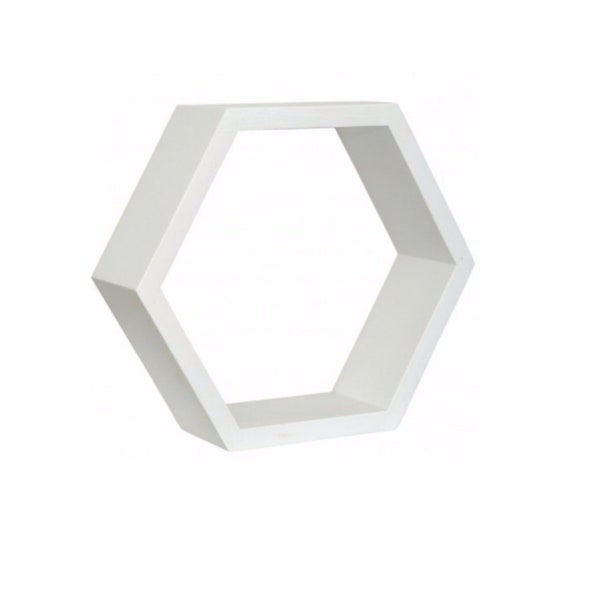 m51 Etagère nid d'abeille blanche | Étagère murale hexagonale blanche | Étagères en nid d'abeille | Étagère hexagonale en bois de pin peint en blanc