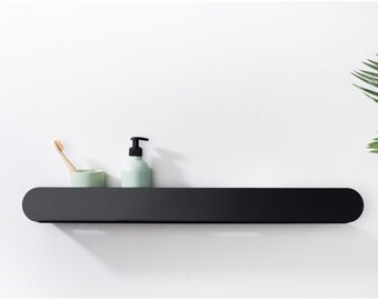 LUVIA Bathroom Shelf | Steel Shelf | Modern Shower Shelf | Black Simple Shelf | Minimalistic Shelf | Black Simple Bathroom Shelving |