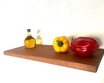 Handmade Solid Oak Floating Shelf: Modern Timber Shelf with Invisible Brackets