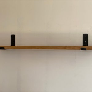Handmade Solid Pine Shelf with Iron Brackets - Waxed Finish