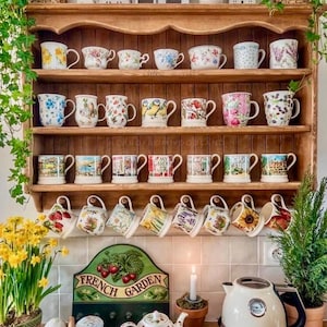 s106 Kitchen wall mounted shelving cabinet with mug pegs | pine kitchen&#39;s cupboard | cottage style cabinet