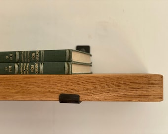 Étagère suspendue en chêne massif 5x16 cm avec supports en fer | Étagère en bois | Étagère rustique faite à la main | Étagère industrielle | m10