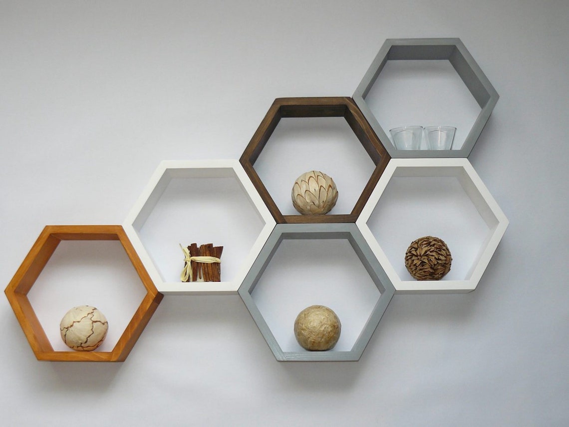 M51 Weißes Bienenwaben Regal Weißes Hexagon Wandregal Etsy.de