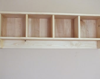 s87  Open compartments wall mounted unit | box open wall cabinet made of solid timber