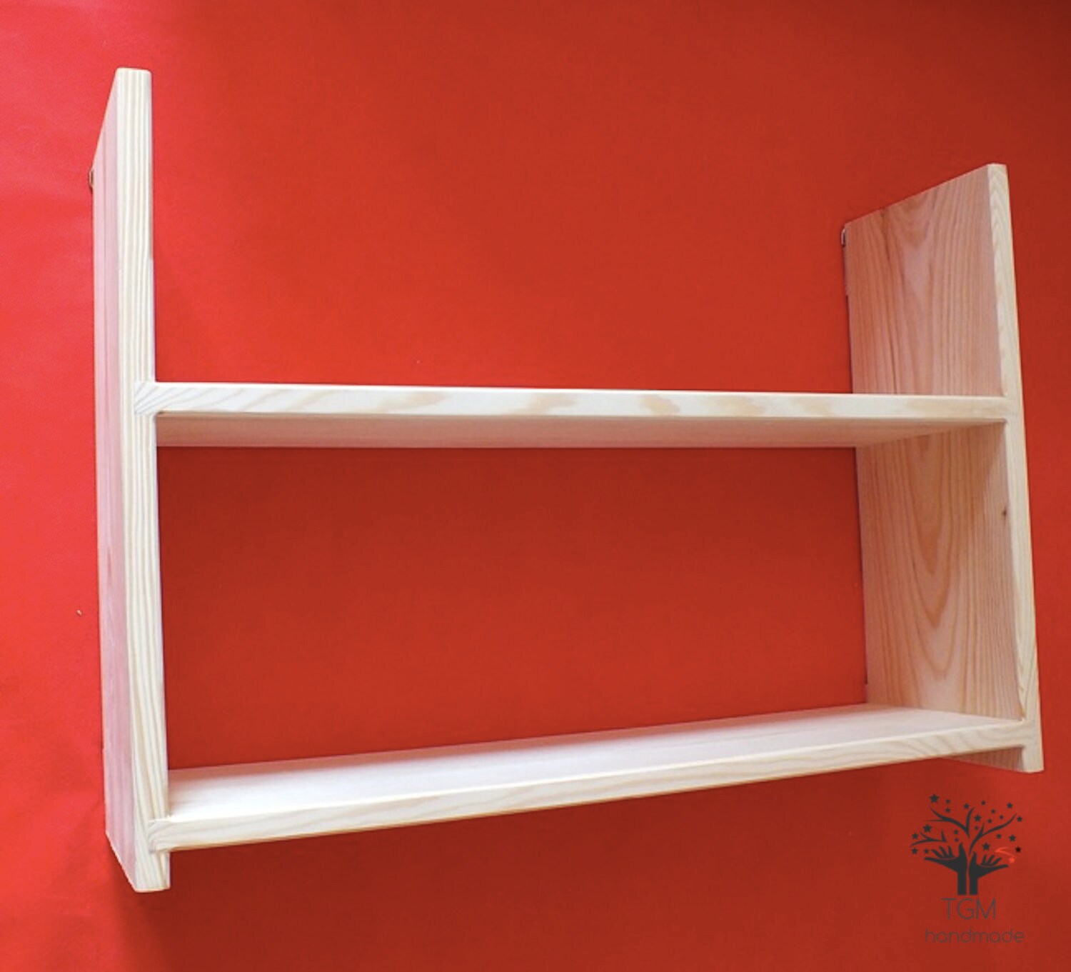 Solid Pine Shelves Unit Double Shelves Wooden Bookshelf Etsy