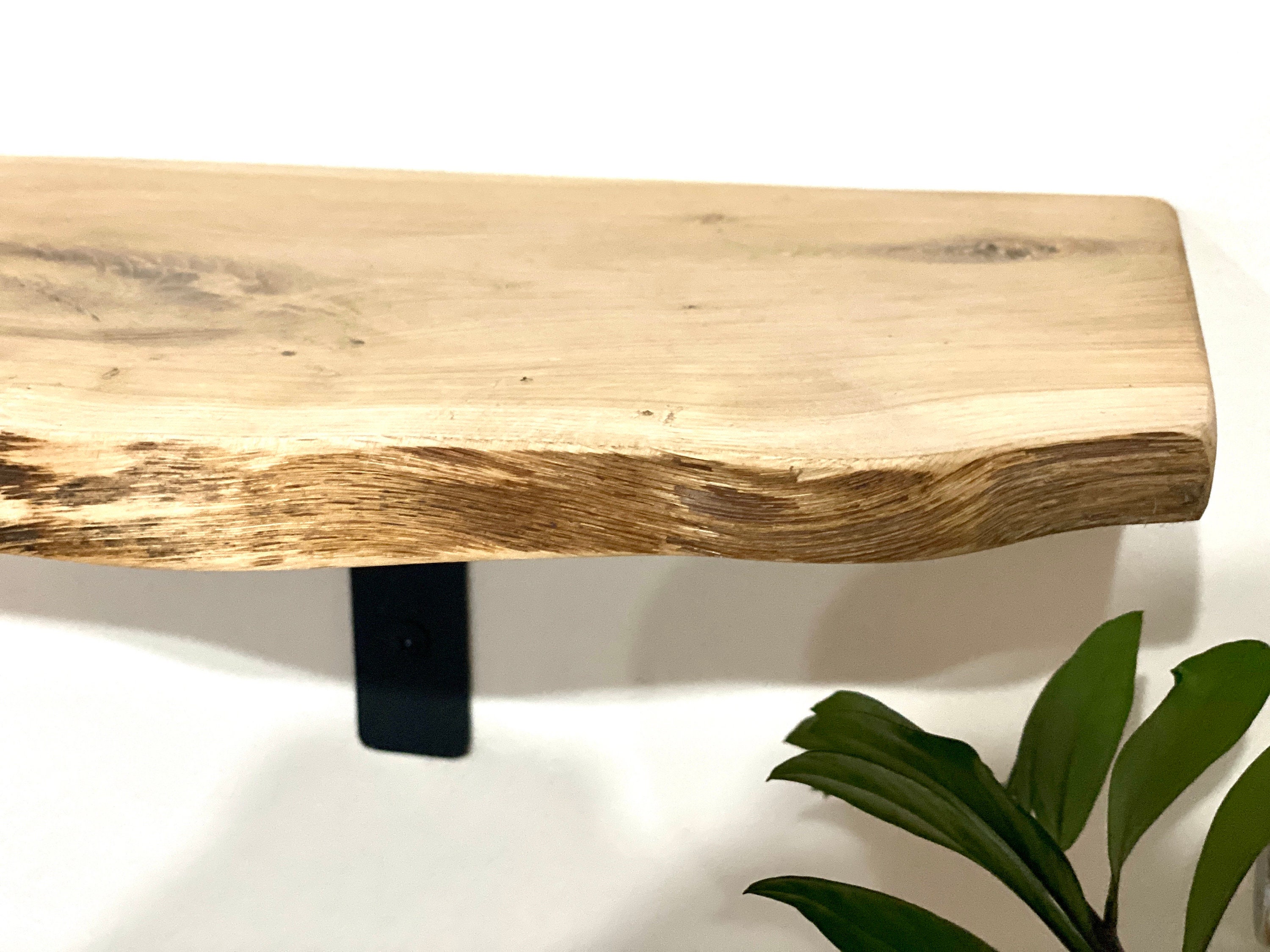 M45 2.8x22cm Live Edge Oak Shelf handmade Black Etsy UK