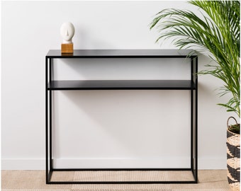 SCANDI Metal freestanding slim console with metal top | Elegant simple console table