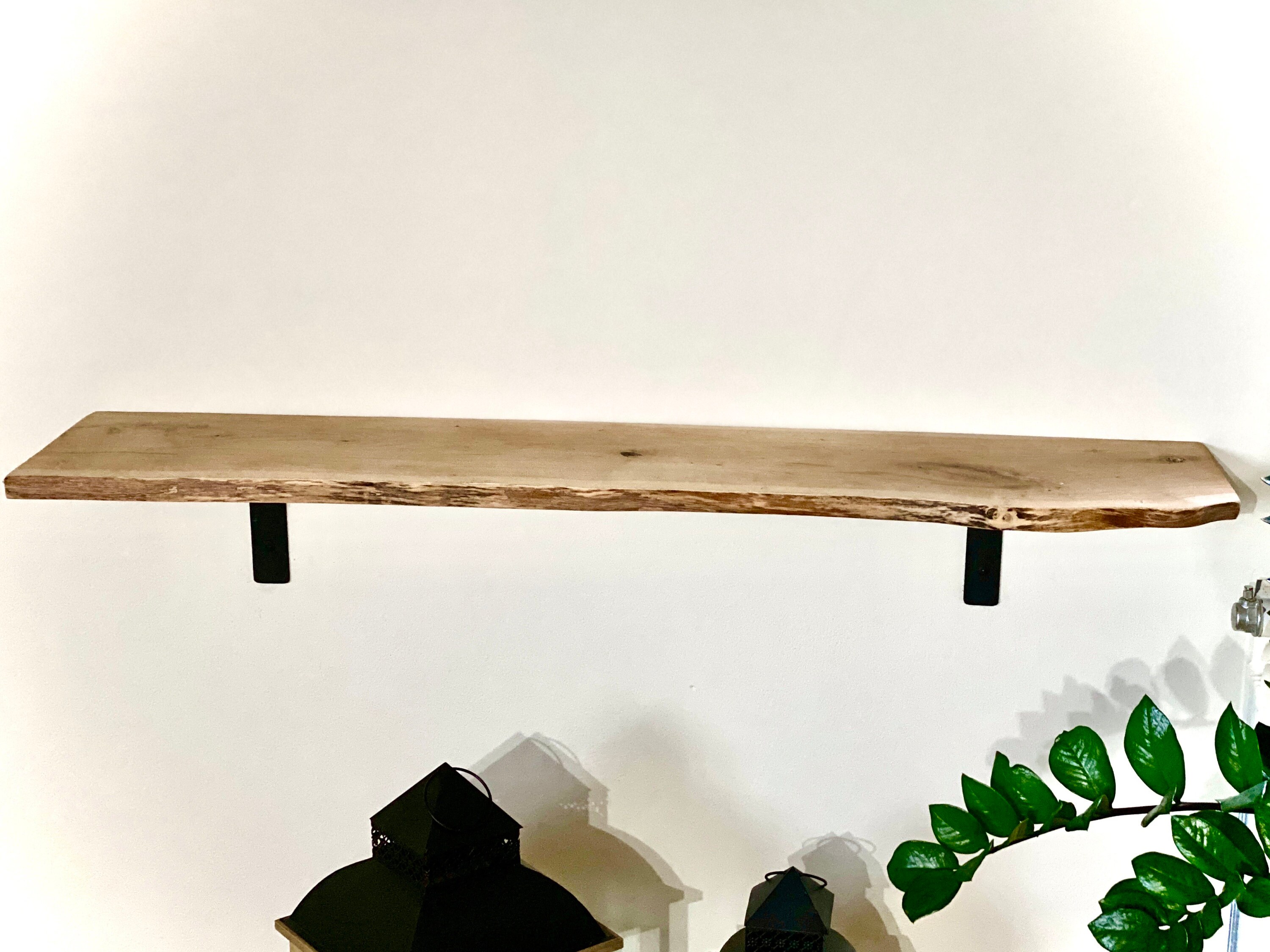 M45 2.8x22cm Live Edge Oak Shelf handmade Black Etsy UK