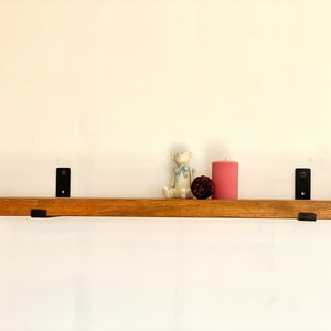 m13 2.8 x 16cm Solid Pine Shelf | Shelf With Hanging Brackets | Handmade Timber Shelf | Rustic Shelf | Iron Brackets | Wooden Shelves |