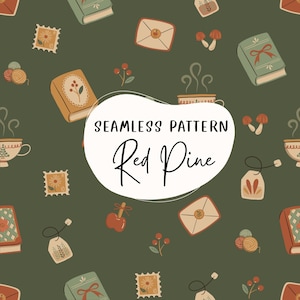 Patrón sin costuras acogedor de libros, patrón repetido con temática otoñal para tela, archivo de impresión digital, papel de álbum de recortes bohemio moderno, papel tapiz con letras de té