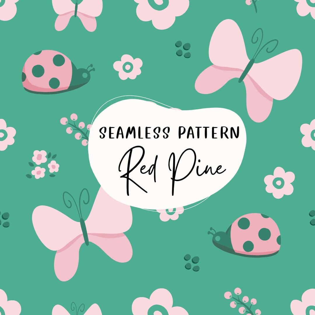 Ladybug Repeat Pattern Butterfly Floral Seamless Pattern, Ladybug Repeat Pattern Fabric ...