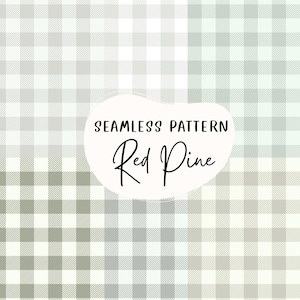 May include: A seamless pattern in shades of gray and white, featuring a classic gingham check design. The text "SEAMLESS PATTERN Red Pine" is displayed in a white oval. This pattern is suitable for various design applications.