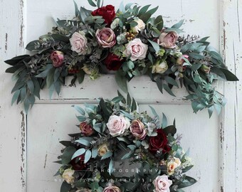 Artificial Wedding Arch Swag, Wedding Garland, wedding wreath, Wedding Arch, Wedding Arch Garland, Purple Swag, Succulent Swag, Rustic Swag