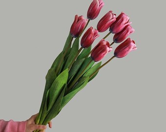 Beautiful Artificial Real Touch Tulip Flower Stems Red tulips flowers home / wedding decoration artificial tulips for party Mixed color